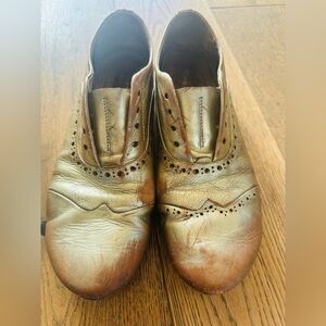 Marsell Laceless Gold Distressed Loafers 39 1/2